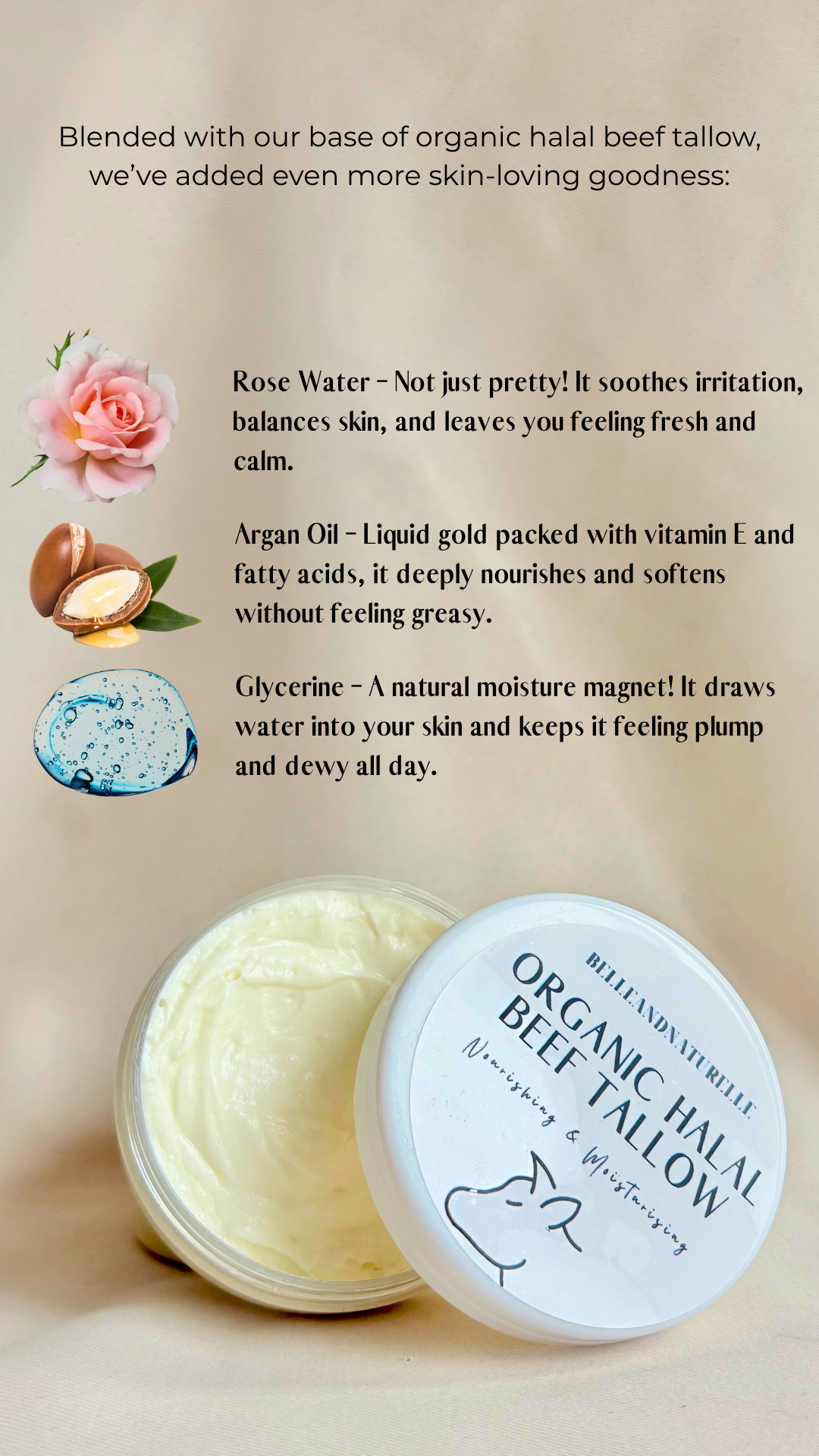 Organic Halal Beef Tallow Moisturise